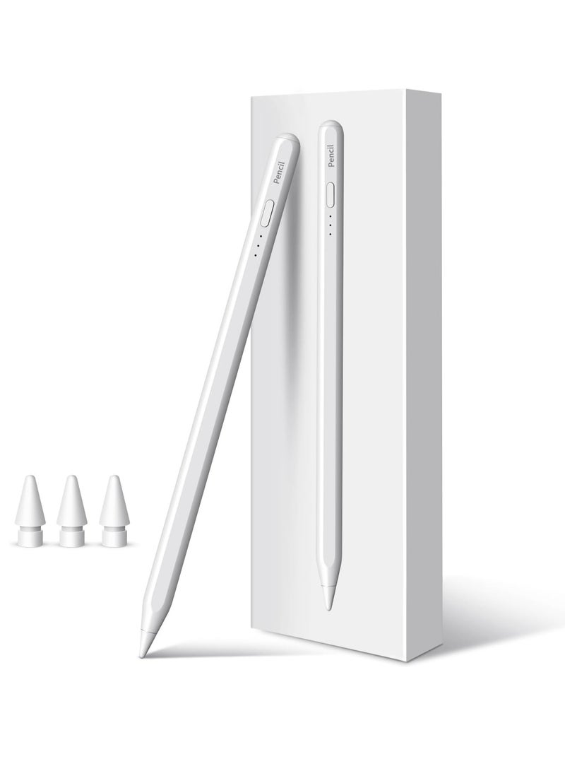 قلم iPad الجيل التاسع والعاشر، قلم لمس سريع الشحن لمدة 10 دقائق لقلم Apple Pencil الأول/الثاني iPad 6/7/8/9/10، iPad Pro 11 بوصة و12.9 بوصة، iPad Air 3/4/5، iPad Mini 5/6 مع رفض النخيل، حساسية الميل - Image 1