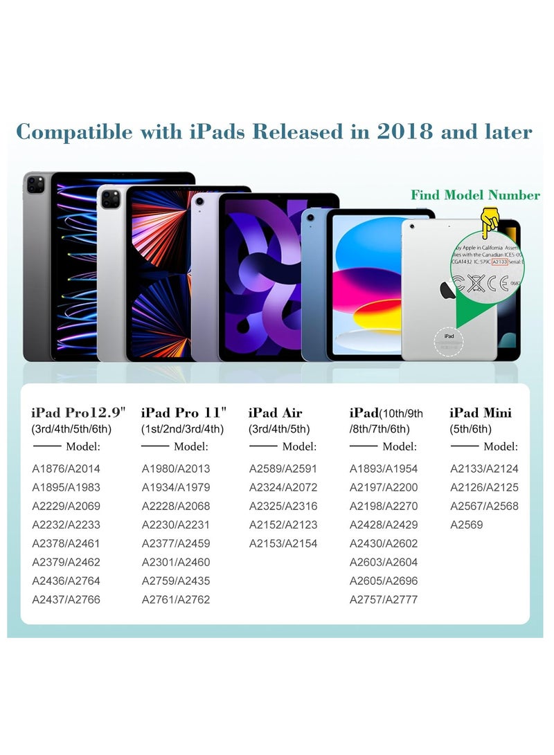 قلم iPad الجيل التاسع والعاشر، قلم لمس سريع الشحن لمدة 10 دقائق لقلم Apple Pencil الأول/الثاني iPad 6/7/8/9/10، iPad Pro 11 بوصة و12.9 بوصة، iPad Air 3/4/5، iPad Mini 5/6 مع رفض النخيل، حساسية الميل - Image 4