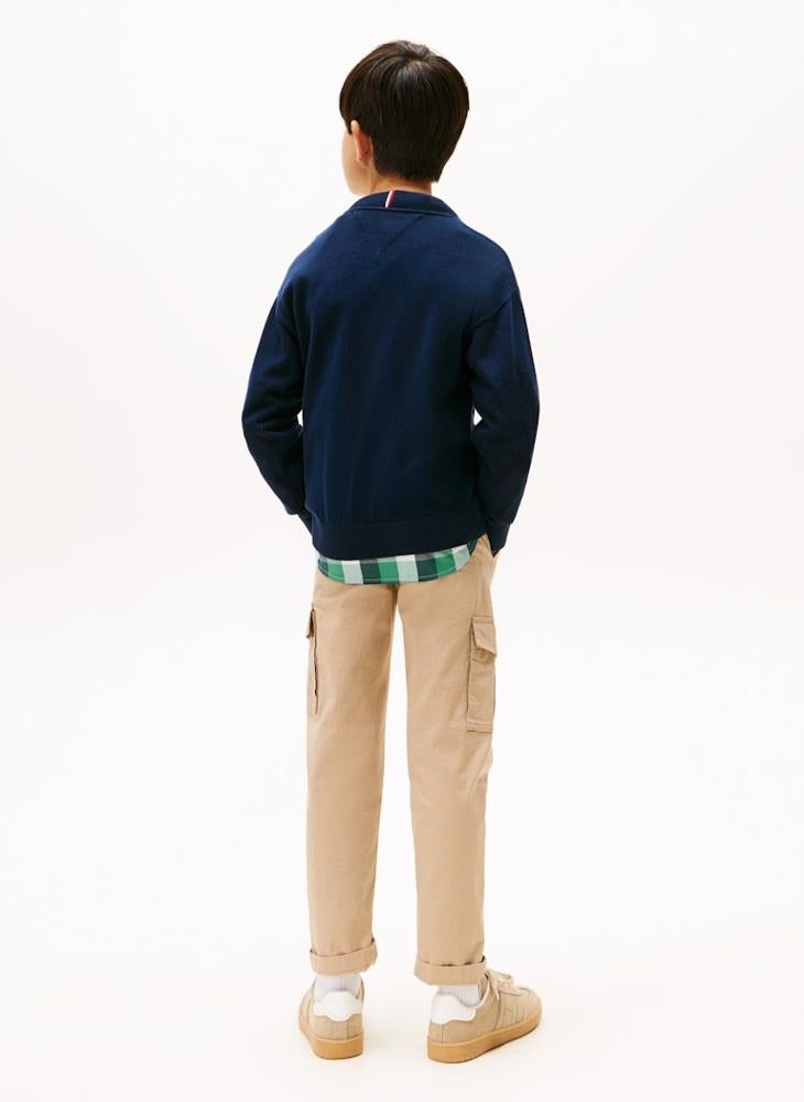 تومي هيلفيغر بلوزة أطفال بياقة دائرية وشعار - Image 2