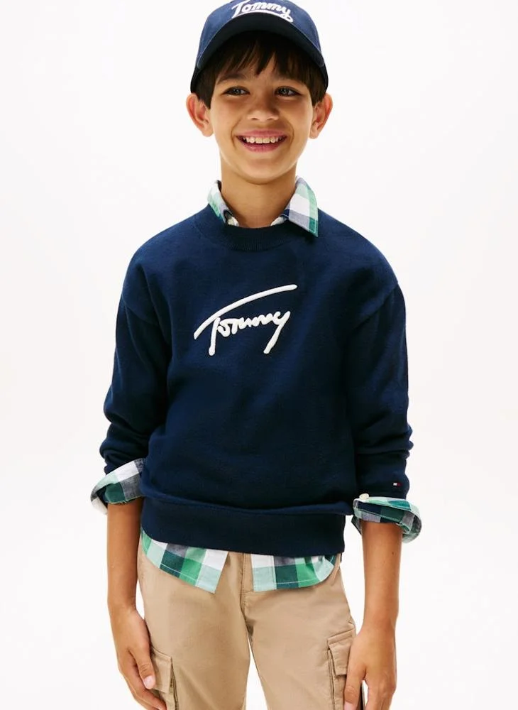 TOMMY HILFIGER Kids Logo Crew Neck Sweatshirt
