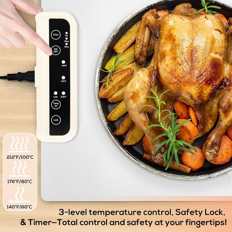 Suicune Electric Warming Tray Full Surface HeatingRollable PortablePremium Silicone NanoMaterial3 Temperature SettingsAuto ShutOff Versatile Food Warmer for GatheringsParties - Image 4