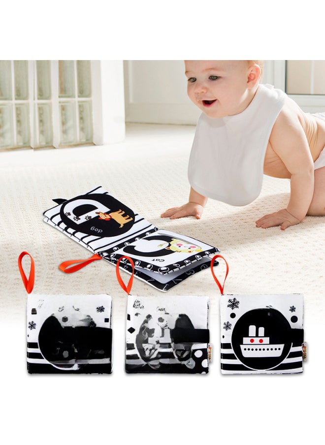 ماركة غير محددة كتاب قماش رقمي باللونين الأبيض والأسود من Aipinqi Baby، كتاب الإدراك المسيل للدموع غير الناضج، ورق صوت للأطفال لتعليم ألعاب الأطفال في وقت مبكر - اللون: كتاب قماشي بأحرف أبيض وأسود  - Image 2