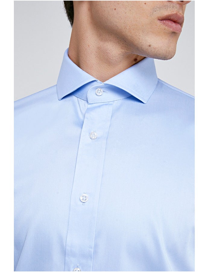D'S DAMAT Ds DamatT Slim Fit Shirt Light Blue Nanocare  - Image 3