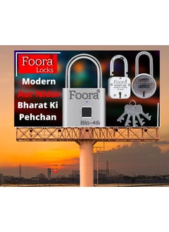 Foora Foora PrimeGuard Round 65mm Lock Long Hardened Shackle Padlock Metal Body Double Locking 8 Steel Lever 5 Silver Keys with Keychain Silver Finsih Made in India Export in USA Canada  - Image 3
