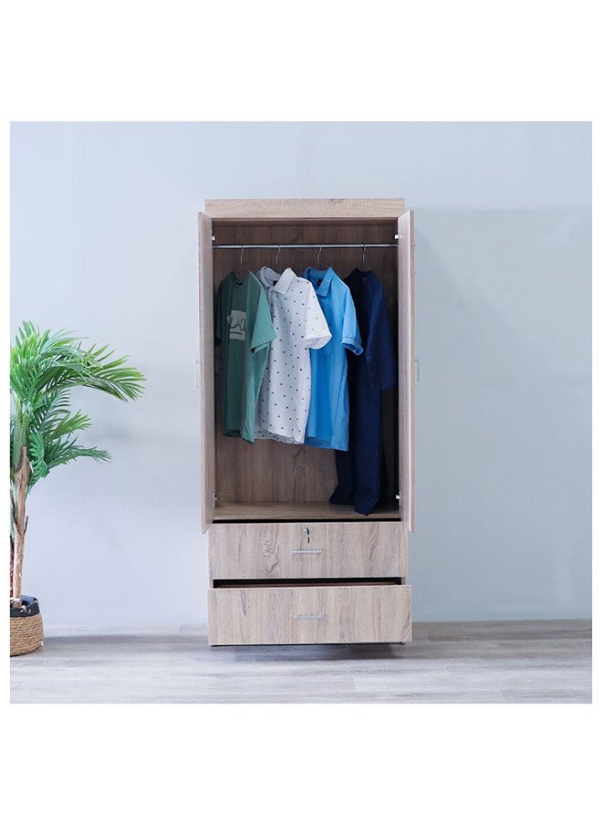 DANUBE HOME Sante 2 Door + 2 Drawer Wardrobe For Hanging Clothes Extra Sturdy Rack Storage Organiser Modern Design Space Saving Cabinets For Bedroom L 80 x W 42 x H 181 cm Sonoma Oak  - Image 1