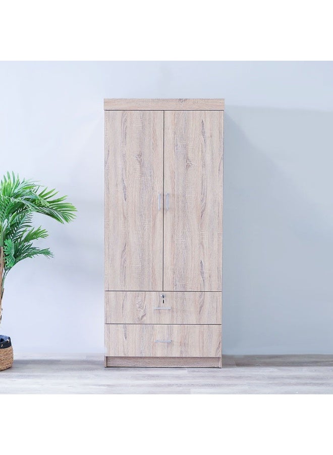 Sante 2 Door + 2 Drawer Wardrobe For Hanging Clothes Extra Sturdy Rack Storage Organiser Modern Design Space Saving Cabinets For Bedroom L 80 x W 42 x H 181 cm Sonoma Oak