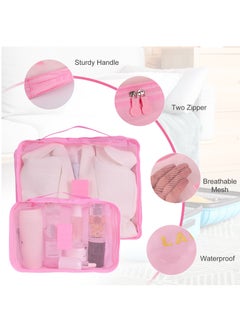 SKY-TOUCH 6Pcs Set Travel Luggage Organizer Packing Cubes Set Storage Bag Waterproof Laundry Bag Traveling Accessories-Pink  - Image 2