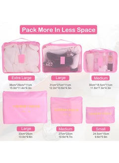 SKY-TOUCH 6Pcs Set Travel Luggage Organizer Packing Cubes Set Storage Bag Waterproof Laundry Bag Traveling Accessories-Pink  - Image 5