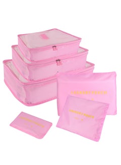 SKY-TOUCH 6Pcs Set Travel Luggage Organizer Packing Cubes Set Storage Bag Waterproof Laundry Bag Traveling Accessories-Pink  - Image 1