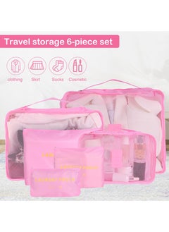 SKY-TOUCH 6Pcs Set Travel Luggage Organizer Packing Cubes Set Storage Bag Waterproof Laundry Bag Traveling Accessories-Pink  - Image 3