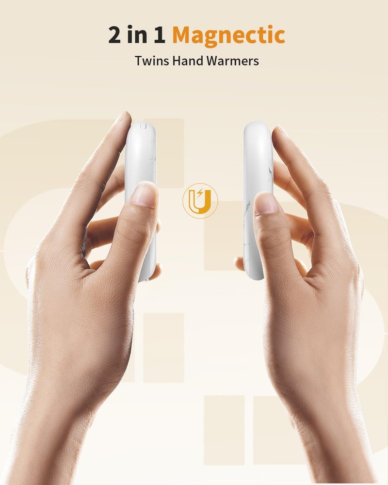coldSky Hand Warmers Rechargeable 2 Pack  Ai Temperature Control Electric Handwarmers  Stone Shape Portable Pocket Heater  Great Gift For Christmas Hunting  Golf  Camping White - Image 2
