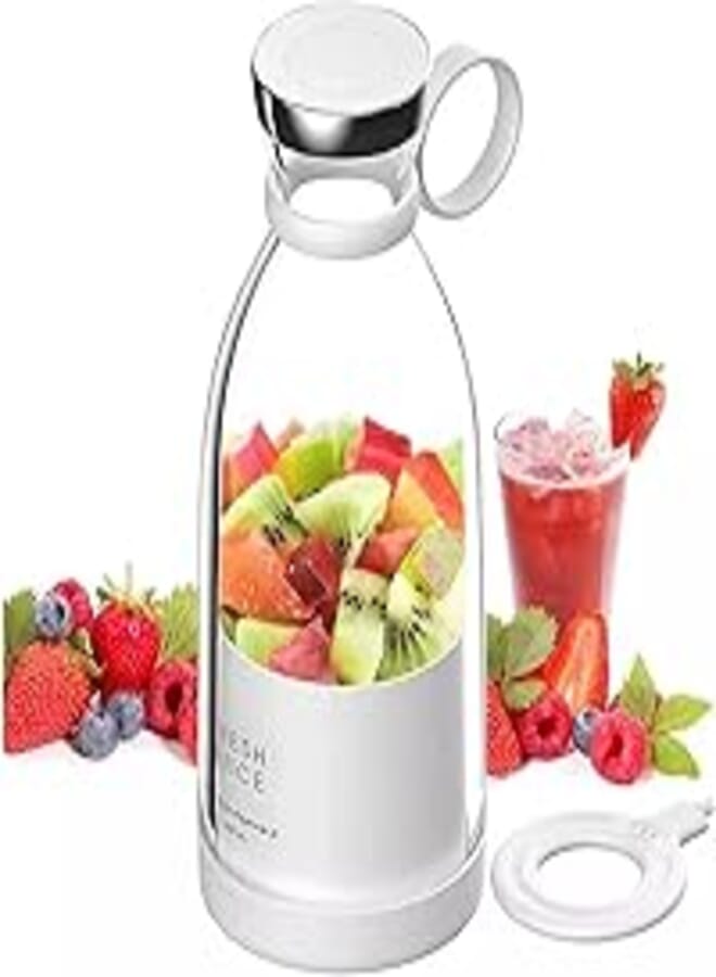 Personal size blender, multifunctional portable blender with usb rechargeable, mini blender for smoothie, electric protein shaker, hand blender for home office gym travel (white)