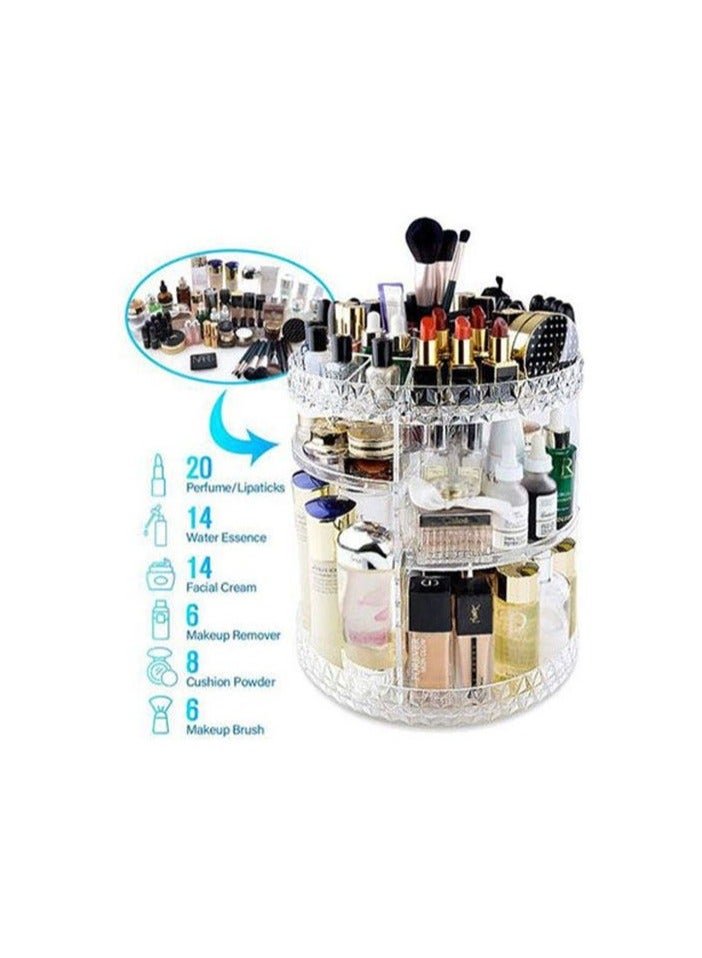 عام حقيبة تخزين لمستحضرات التجميل قابلة للتعديل بزاوية 360 درجة لتخزين مستحضرات التجميل بسعة كبيرة مصنوع من الأكريليك شفاف - Image 1