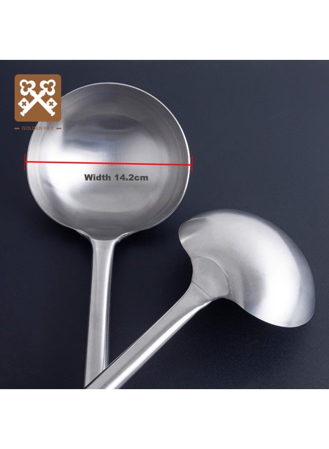 Golden Key مغرفة ووك من الفولاذ المقاوم للصدأ مع مقبض خشبي، ملعقة طهي خاصة للطهاة في المطابخ التجارية، سعة 12 ليانغ، جي كي-سي إس 1200 - Image 4