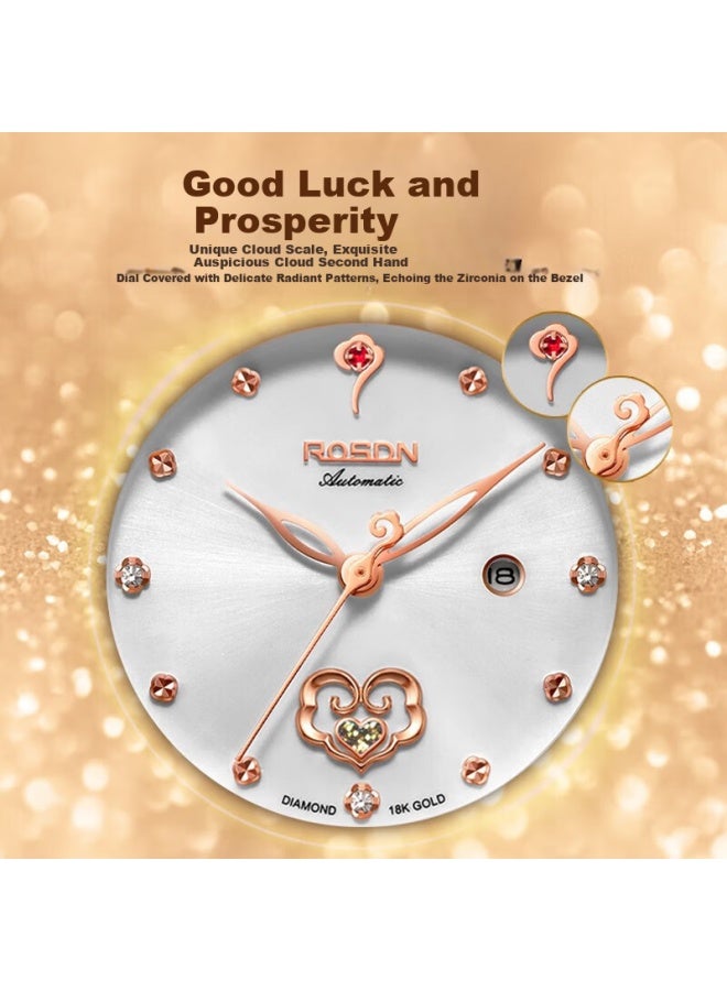 ROSDN Laoston 3.8 Festival Gift 18k Gold Watch Single-minded Women's Gold Mechanical Watch Top Ten Brand Luxury Ladies Watch - Image 4