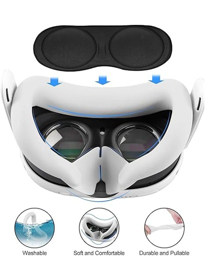 general VR Accessories for Meta Quest 3, 6-in-1 Silicone Case for Oculus Quest 3, Controller Grip Case, VR Case Cover, Face Mask (White) - Image 5
