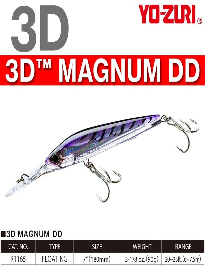 DUEL Yo-Zuri R1165-CPBN 3D Magnum Deep Diver Floating Lure, Purple Mackerel - Image 2