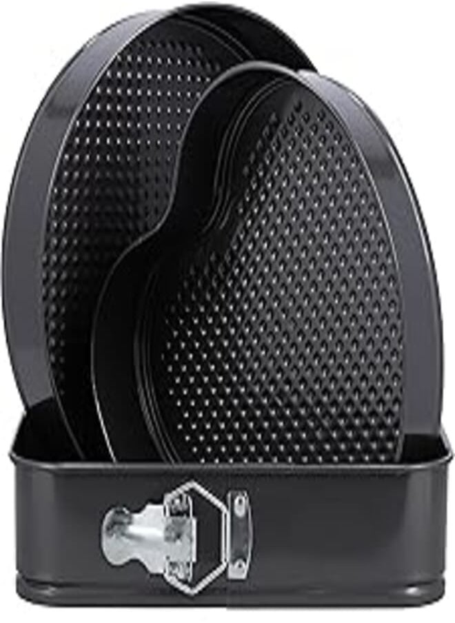 DELCASA Delcasa 3 Pcs Springform Set Round, Heart And Square - Spring-Form Pan, Rectangle Cake Pan With Removable Bottom Leak-Proof And Quick Release Latch Bakeware Round/Heart-Shaped Spring Form Pan 