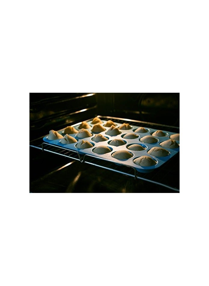 erorex Large Mini Muffin Pans - 24 Cup Jumbo Silicone Pan for Cupcakes and Premium Baking - Non Stick Tray/Bakeware - Silicon Mold  - Image 4