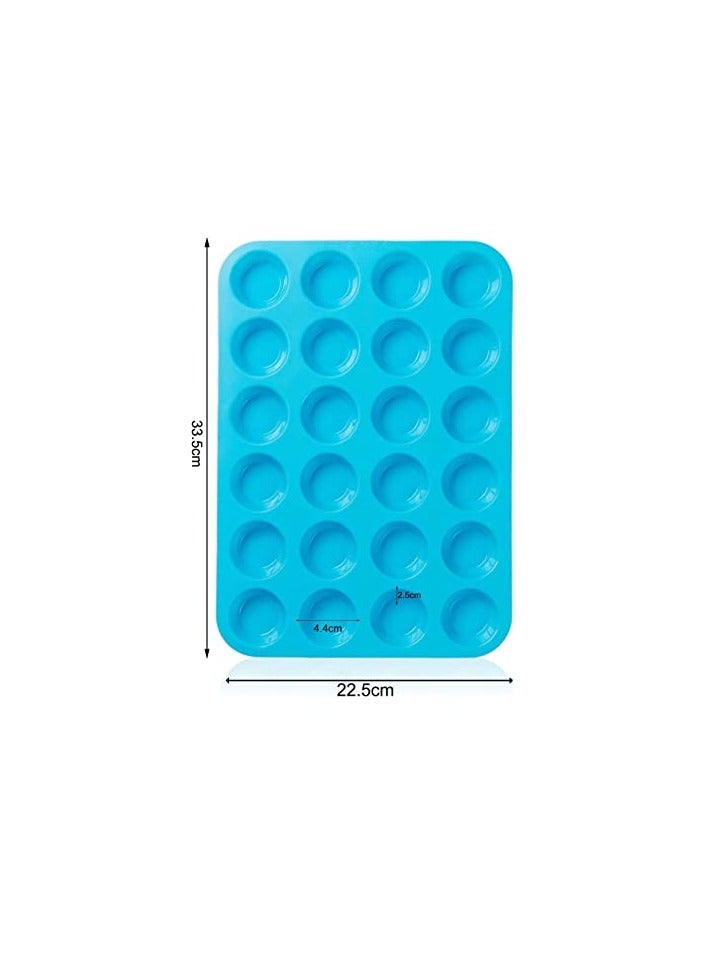 erorex Large Mini Muffin Pans - 24 Cup Jumbo Silicone Pan for Cupcakes and Premium Baking - Non Stick Tray/Bakeware - Silicon Mold  - Image 3