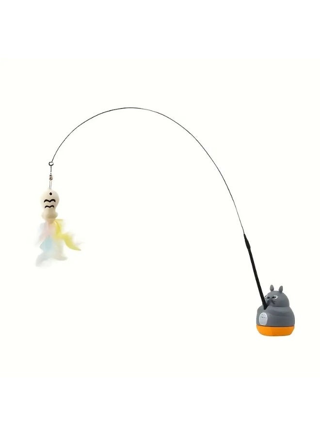 🎠 لعبة قطط تفاعلية بدون بطارية – تصميم كرتوني مع عصا قابلة للدوران وإبرة شفط - Image 1