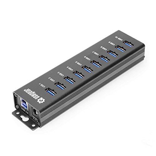 USBGear 10-Port USB 3.2 Gen 1 Mountable Charging and SuperSpeed Data Hub with 5V/4A Power Adapter and USB Type-A to Type-B Cable Up to 900mA per Port Charging Function Wall and Surface Mounting - Image 2