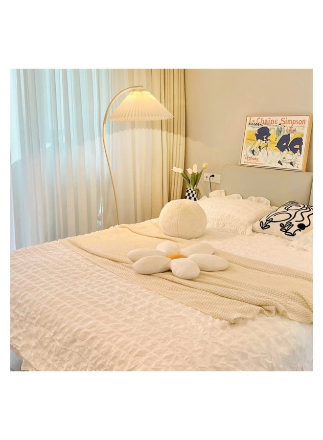 fantasize Arc Floor Lamp with Foot Switch and Fabric Shade Modern Style Floor Light for Living Room Bedroom Office White Base Beige Shade - Image 2