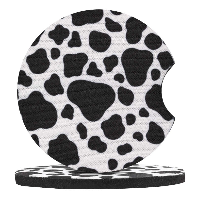 Joyberg 4 Pack Car Coasters, 2.75inch Cow Print Car Cup Holder Coasters for Cars, Neoprene Cup Pad Mat for Cup Holders for Women - Image 2