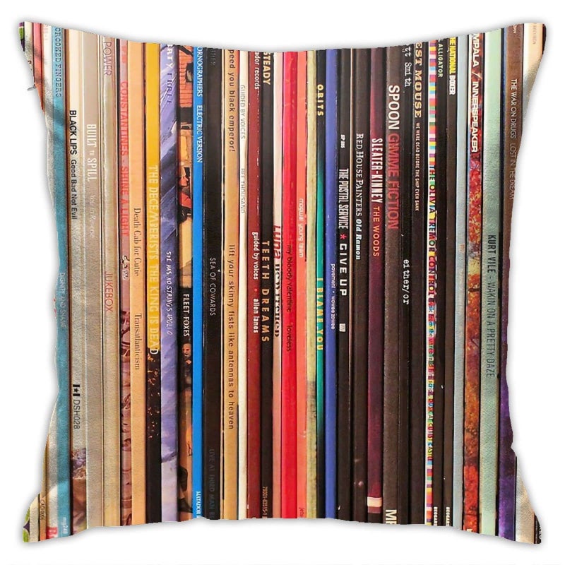 HANGWWZQ Indie Rock Vinyl Records Square Pillow Case Throw Pillow Covers Decorative Pillowcase Cushion Cover with Car Couch Sofa Chair Bed Living Room 18x18 Inch - Image 1