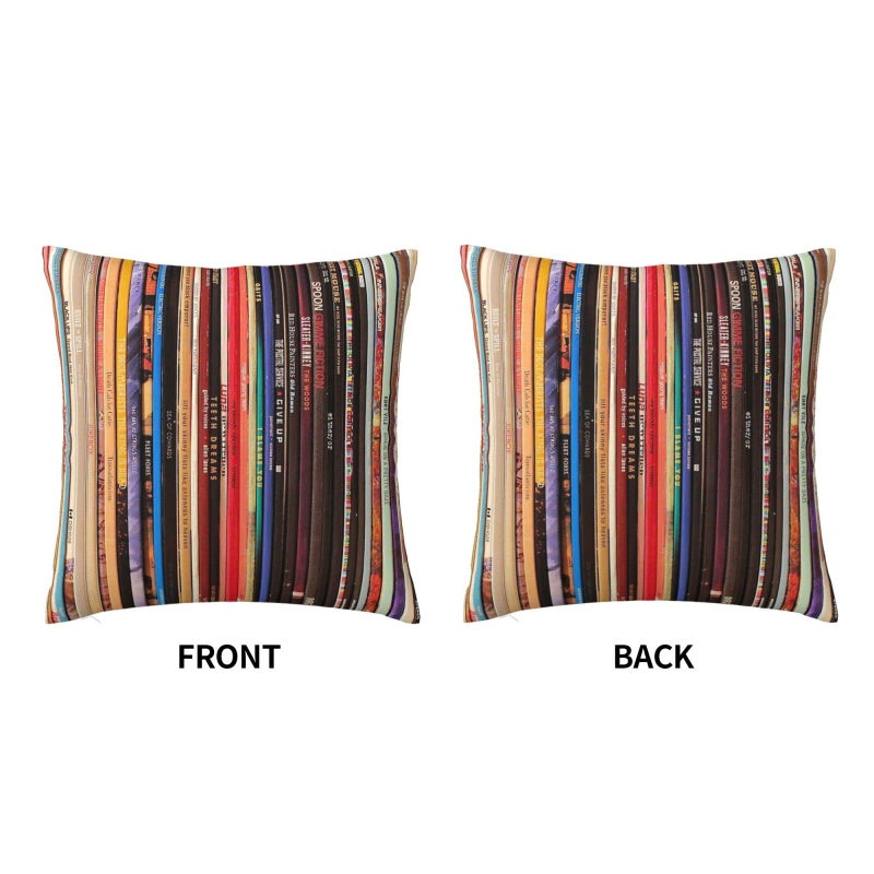 HANGWWZQ Indie Rock Vinyl Records Square Pillow Case Throw Pillow Covers Decorative Pillowcase Cushion Cover with Car Couch Sofa Chair Bed Living Room 18x18 Inch - Image 2