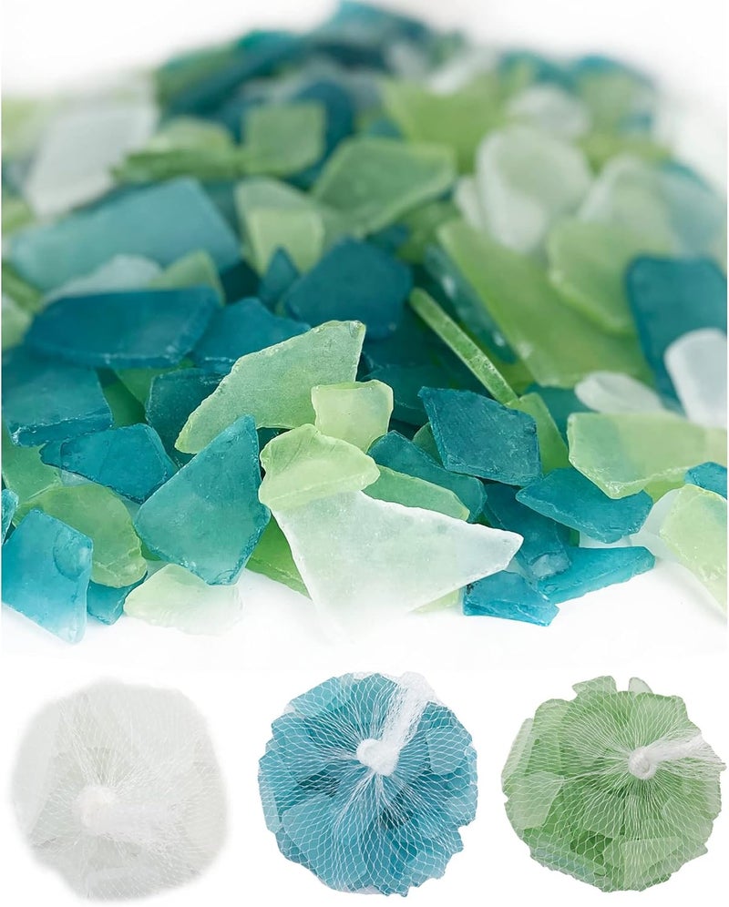 CYS EXCEL Sea Glass 24 Ounces Light Blue & Light Green & Clear Mix | Multiple Color Choices Crushed Glass Vase Filler | Aquarium Nautical Décor for Art Crafts Flat Frosted Dyed Color Stone - Image 4