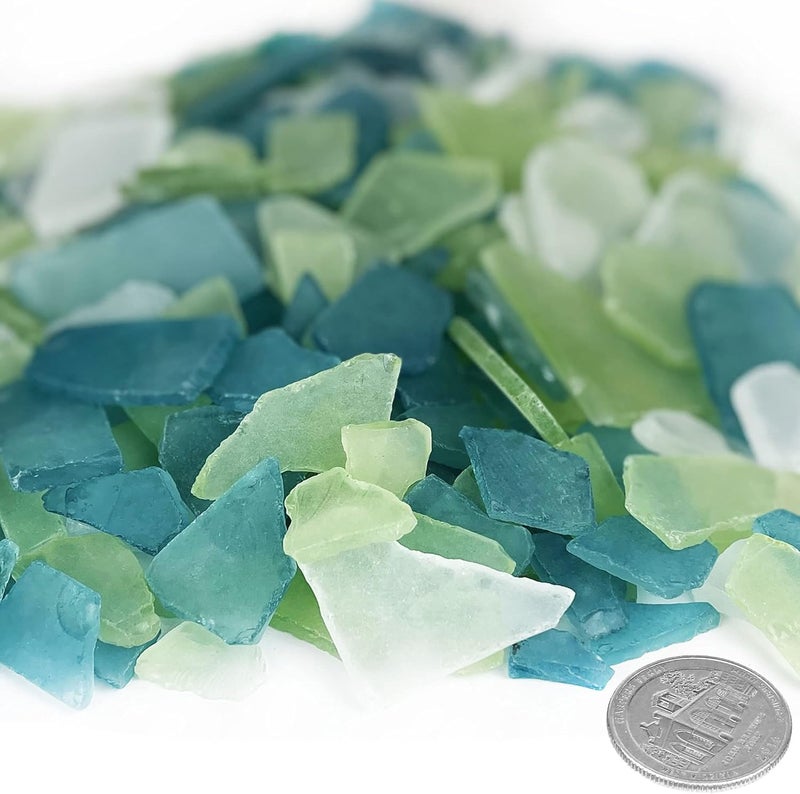 CYS EXCEL Sea Glass 24 Ounces Light Blue & Light Green & Clear Mix | Multiple Color Choices Crushed Glass Vase Filler | Aquarium Nautical Décor for Art Crafts Flat Frosted Dyed Color Stone - Image 3