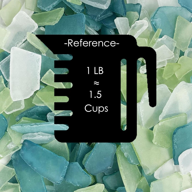 CYS EXCEL Sea Glass 24 Ounces Light Blue & Light Green & Clear Mix | Multiple Color Choices Crushed Glass Vase Filler | Aquarium Nautical Décor for Art Crafts Flat Frosted Dyed Color Stone - Image 2