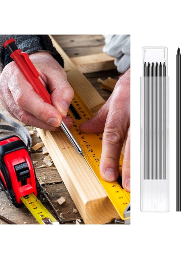 1+24 Pcs Solid Carpenter Pencil with Sharpener and Mechanical Pencils, Waterproof Pencil Lead Refills for Woodwork Construction Building - Image 3
