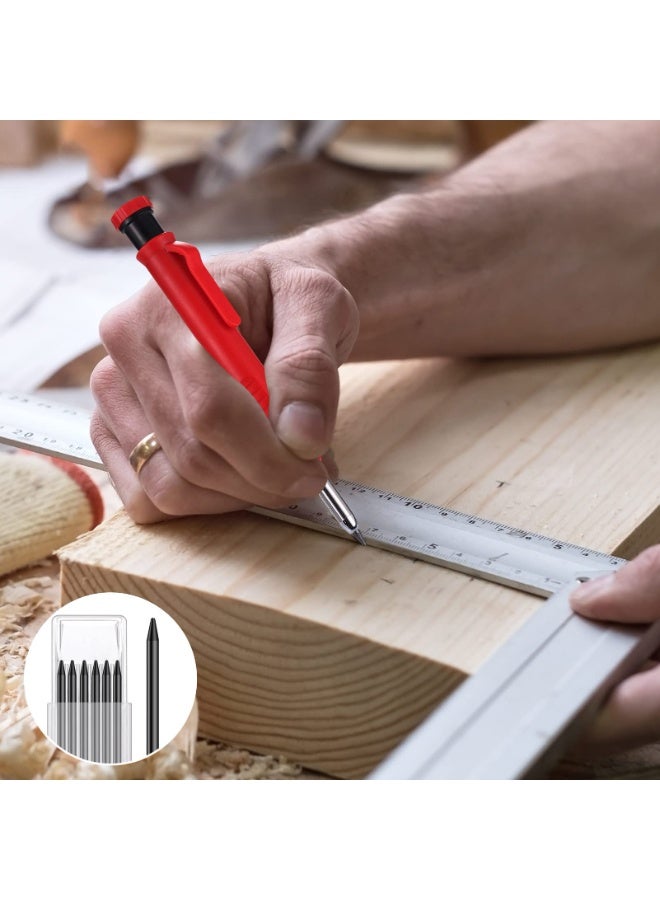 1+24 Pcs Solid Carpenter Pencil with Sharpener and Mechanical Pencils, Waterproof Pencil Lead Refills for Woodwork Construction Building - Image 4