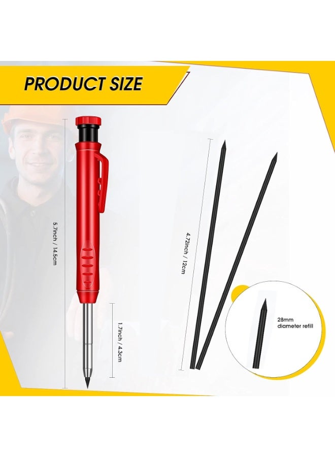 1+24 Pcs Solid Carpenter Pencil with Sharpener and Mechanical Pencils, Waterproof Pencil Lead Refills for Woodwork Construction Building - Image 2