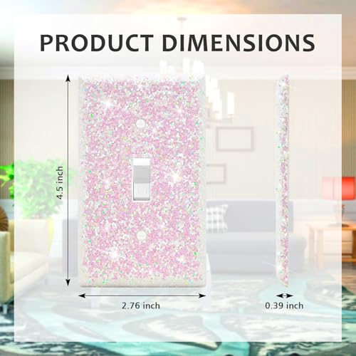 Dengduoduo Wall Plates Light Switch Cover Decorative Outlet Covers, Shiny Glitter Bling Wall Plate Cover Wall Plate Single Gang Toggle for Kitchen Bedroom Living Room Home Decor - Image 2