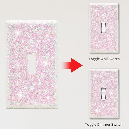 Dengduoduo Wall Plates Light Switch Cover Decorative Outlet Covers, Shiny Glitter Bling Wall Plate Cover Wall Plate Single Gang Toggle for Kitchen Bedroom Living Room Home Decor - Image 3