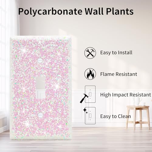 Dengduoduo Wall Plates Light Switch Cover Decorative Outlet Covers, Shiny Glitter Bling Wall Plate Cover Wall Plate Single Gang Toggle for Kitchen Bedroom Living Room Home Decor - Image 4