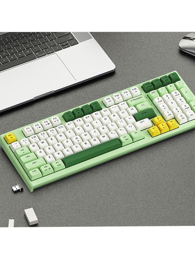 Generic - MK30 Three-mode Wireless Hot-swappable Mechanical Keyboard Game Office Keyboard 98 With PBT Sublimation Keycap Full-Key Exchangeable Shaft Twilight Wilderness Kaihua Box Tea Shaft v2 - Image 1