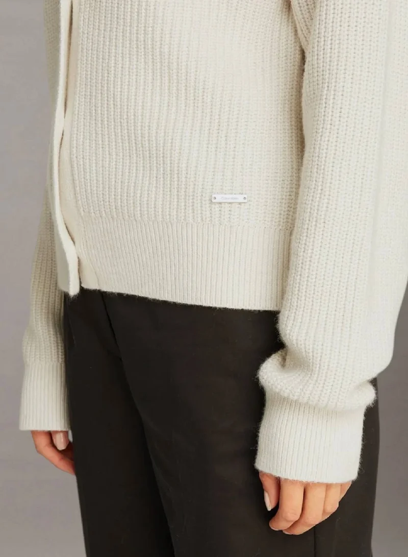 Calvin Klein Silver Lining Relaxed Ribbed Cardigan Jumper for Women | Best Price UAE