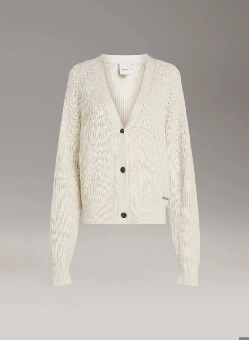 Calvin Klein Silver Lining Relaxed Ribbed Cardigan Jumper for Women | Best Price UAE