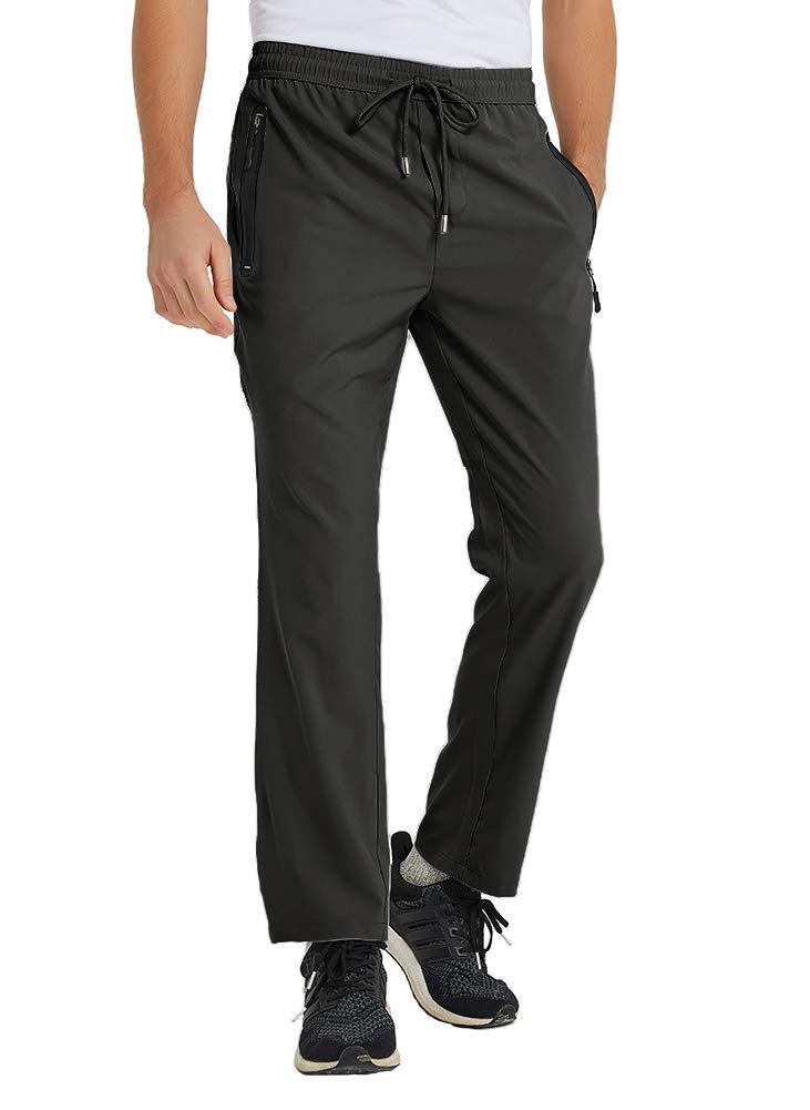 YSENTO Mens Track Pants Quick Dry Lightweight Joggers Athletic Hiking Pants Zipper Pockets Black Size M - Image 4