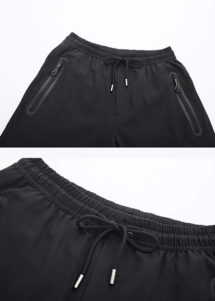 YSENTO Mens Track Pants Quick Dry Lightweight Joggers Athletic Hiking Pants Zipper Pockets Black Size M - Image 5
