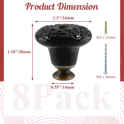 suiwotin 8pcs Black Ceramic Knobs Vintage Kitchen Cabinet Pulls Retro Ceramic Dresser Knobs Decorative Drawer Pull Handles for Closet Cupboard Furniture Door Knob - Image 3