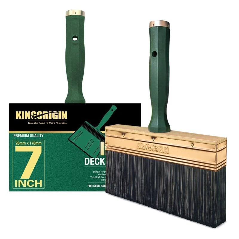 KINGORIGIN 7 Inch Paint Brush Quick Deck Brush with Threaded Handle for Extension Use Paint Brushes for Walls Stain Brushes for Wood Fence and Furniture