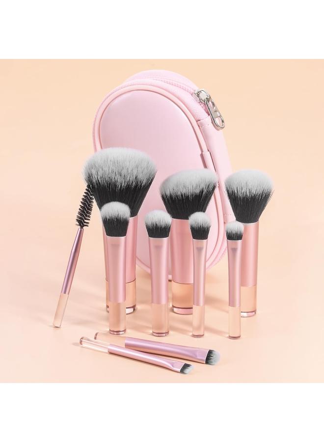 10 PCS Makeup Brushes Set, Portable Travel Set With Storage Bag for Foundation, Powder, Concealers, Contour, Blush, Eye Shadows - Image 4