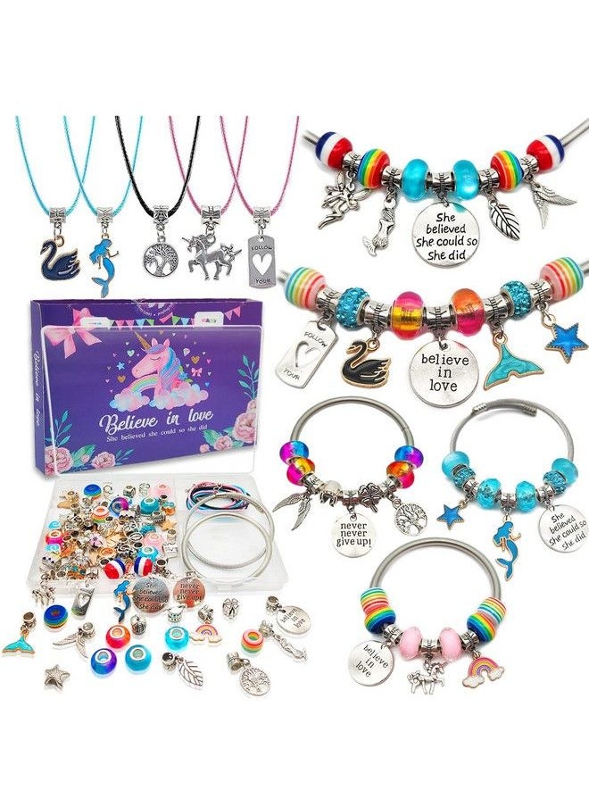 Klmars - Charm Bracelet Making Kit Jewelry Making Supplies Beads Unicorn/Mermaid Crafts Gifts Set For Girls Teens Age 5 12 - Image 1