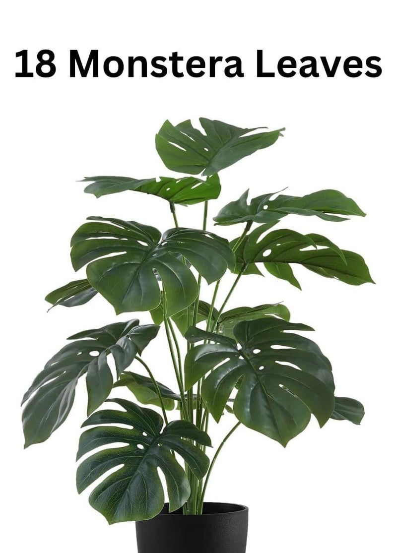 Dekorly Fake Plants Artificial Floor Plants Large Tropical Palm Tree Monstera in Pot Faux Trees for Indoor Outdoor Home (Monstera | Black Pot, Pack of One) - Image 2