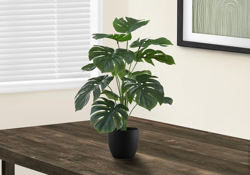 Dekorly Fake Plants Artificial Floor Plants Large Tropical Palm Tree Monstera in Pot Faux Trees for Indoor Outdoor Home (Monstera | Black Pot, Pack of One) - Image 5